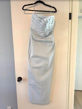 Shona Joy LANI STRAPLESS DRAPED MAXI DRESS - SKY